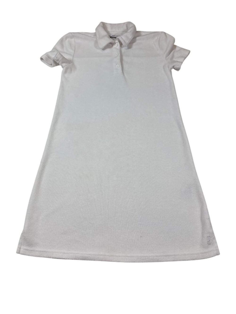 Aritzia Tna White Terry Cloth Polo Dress XS Lightweight Short Sleeve (FF720)